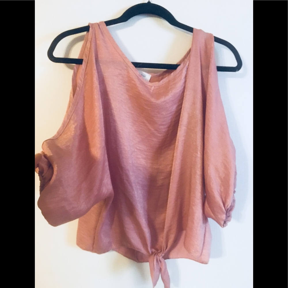 Open Shoulder Silk Like Top